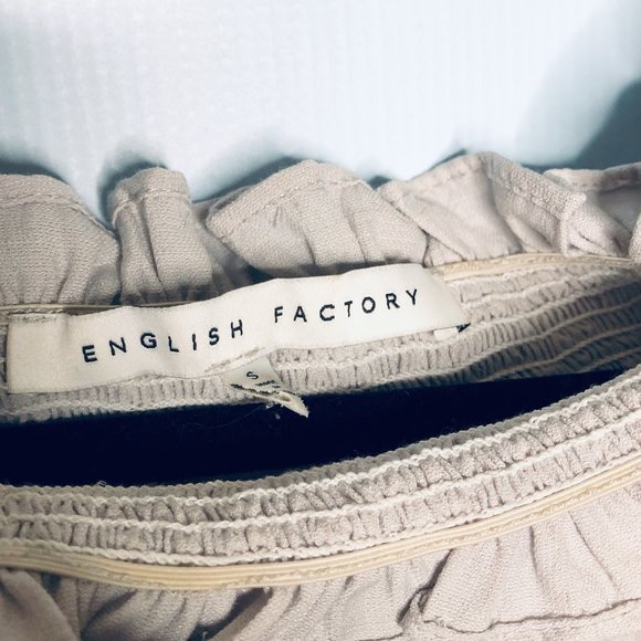 English Factory Gray White Peasant Lacy Blouse - Picture 4 of 5